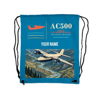 Thumbnail for Aero Commander 500S Shrike Commander - Drawstring Bag - Classic + Name - Light Blue