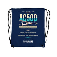 Thumbnail for Aero Commander 500S Shrike Commander - Drawstring Bag - Original + Name - Dark Blue