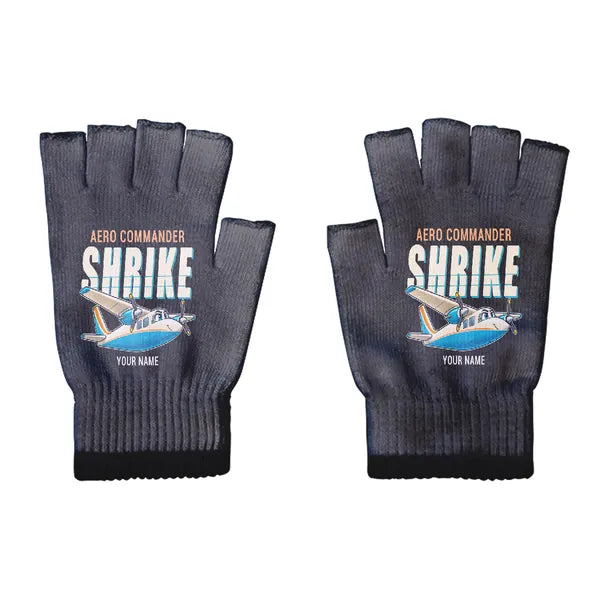 Aero Commander 500S Shrike Commander - Gloves - Cut - Cartoon + Name - Black