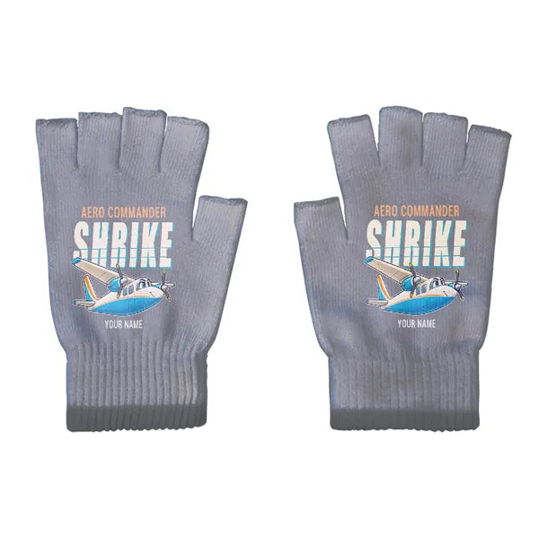 Aero Commander 500S Shrike Commander - Gloves - Cut - Cartoon + Name - Gray