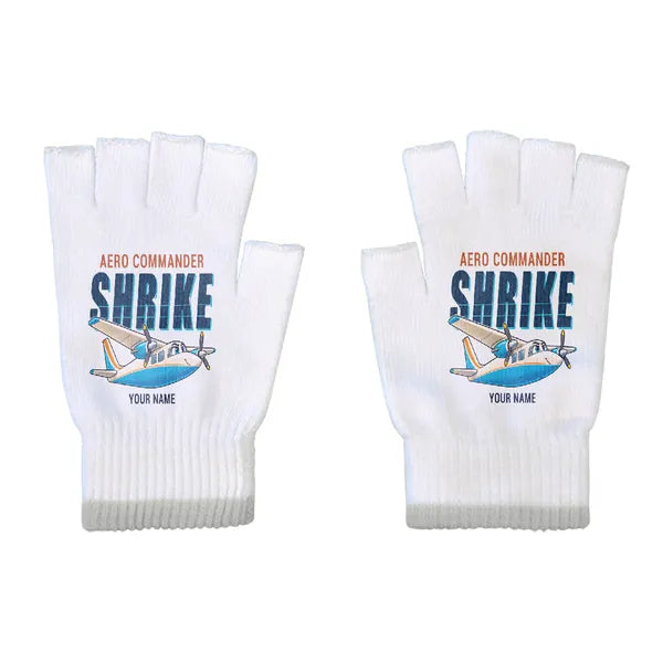 Aero Commander 500S Shrike Commander - Gloves - Cut - Cartoon + Name - White