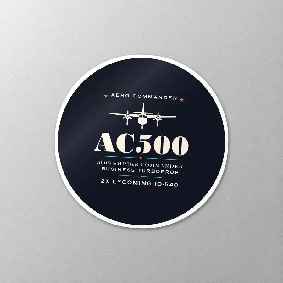 Aero Commander 500S Shrike Commander - Heritage - Circle Sticker - Close-up