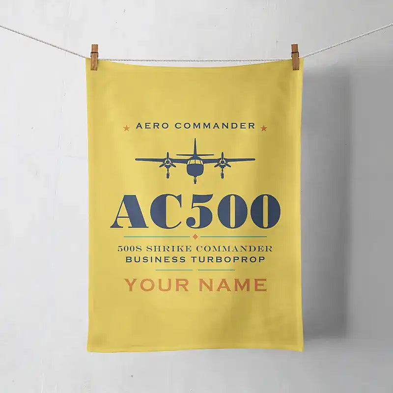 Aero Commander 500S Shrike Commander - Heritage + Name - Towel - Yellow