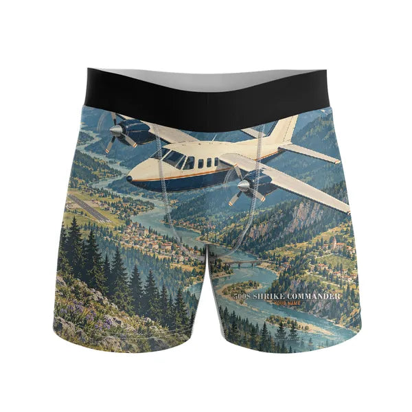 Aero Commander 500S Shrike Commander - Men Boxers - 3D + Name - Full Print