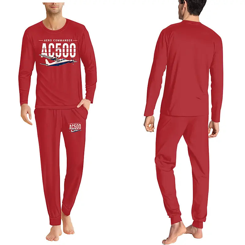 Aero Commander 500S Shrike Commander - Men Pajamas - Original Chest - Red