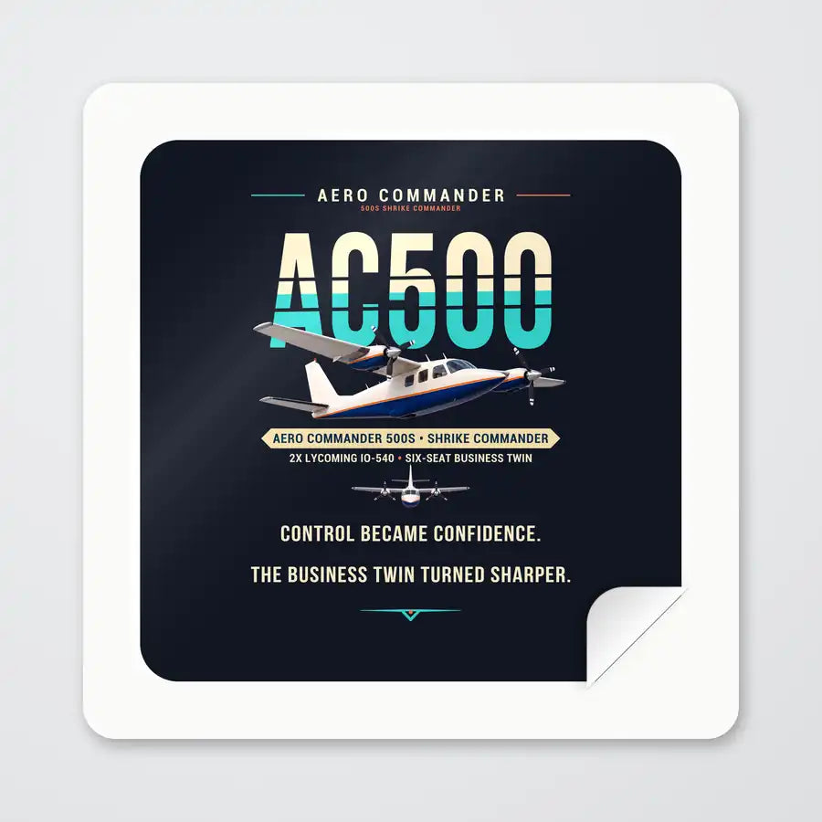 Aero Commander 500S Shrike Commander - Original - Square Sticker - Peel