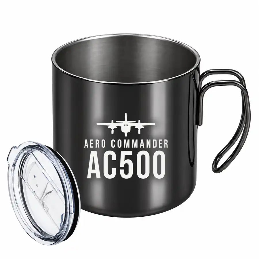Aero Commander 500S Shrike Commander - Portable Mug - Heritage - Black