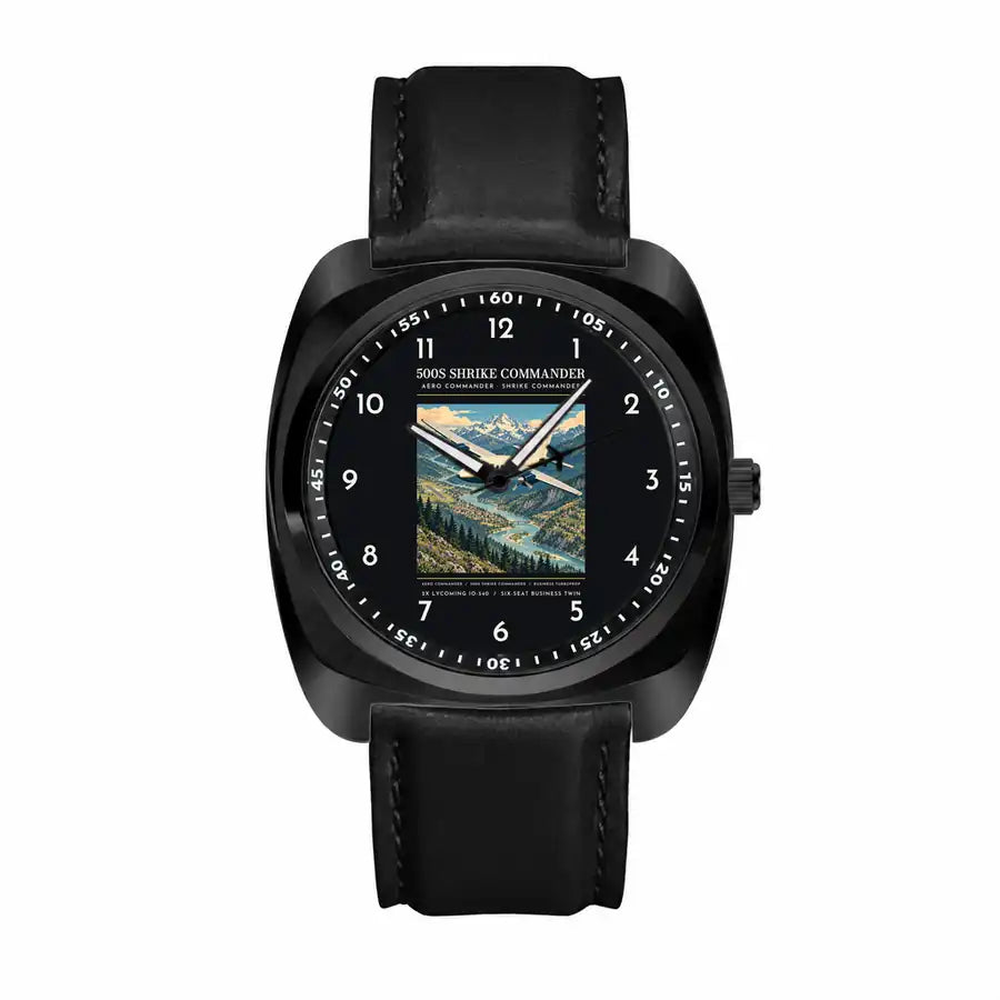Aero Commander 500S Shrike Commander - Poster - Luxury Cushion - Black and Black Strap