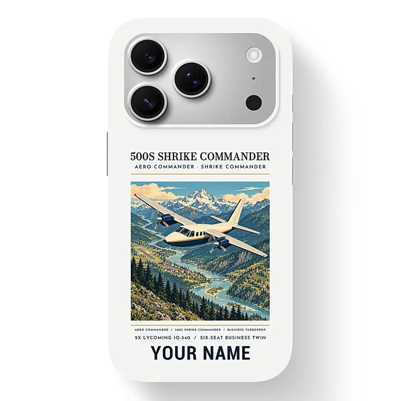 Aero Commander 500S Shrike Commander - Poster + Name - MagSafe iPhone 17 Pro - White
