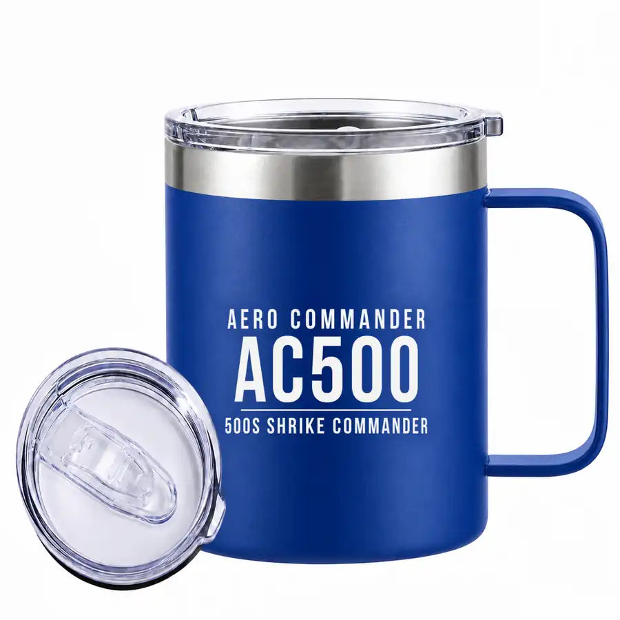 Aero Commander 500S Shrike Commander - Stainless Steel Mug - Tag - Blue