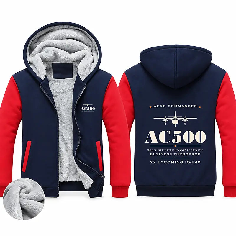 Aero Commander 500S Shrike Commander Zipped Sweatshirts - Heritage - Navy & Red