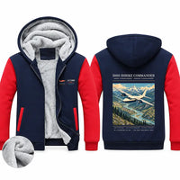 Thumbnail for Aero Commander 500S Shrike Commander Zipped Sweatshirts - Poster - Navy & Red
