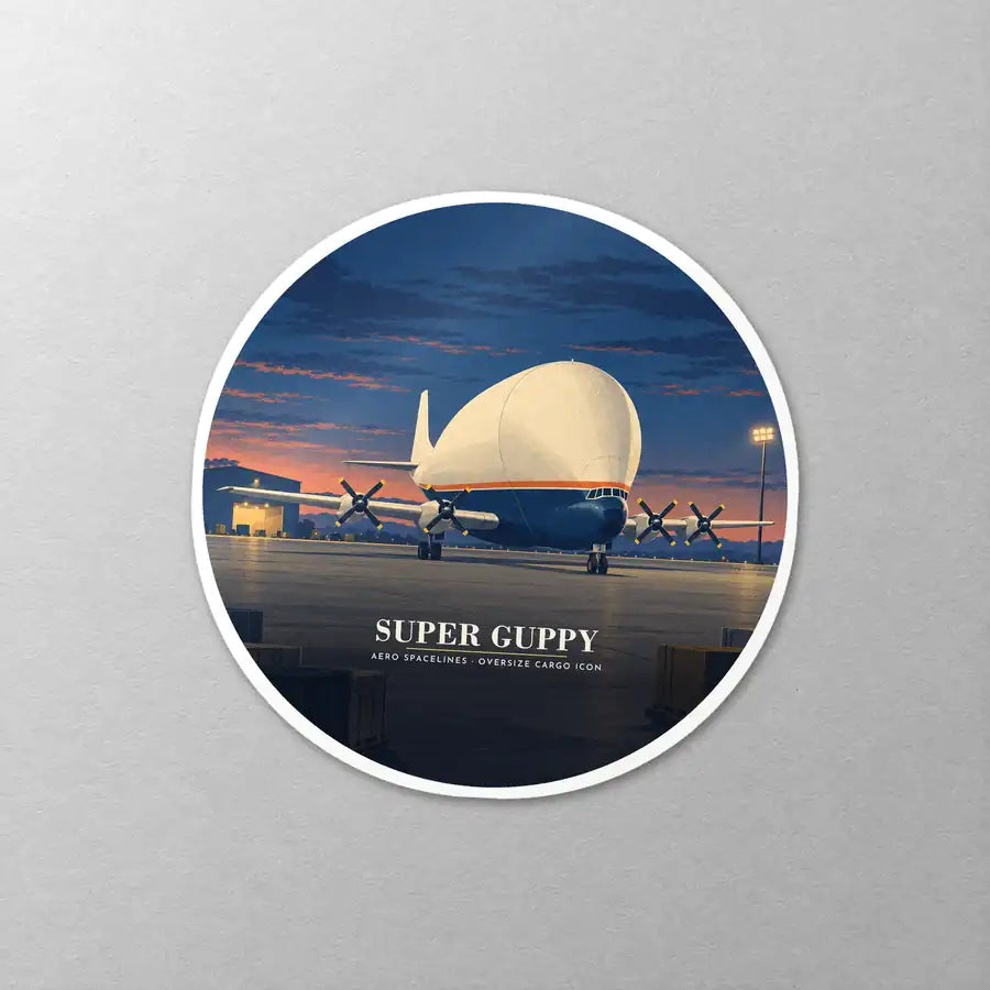 Aero Spacelines Super Guppy - 3D - Circle Sticker - Close-up