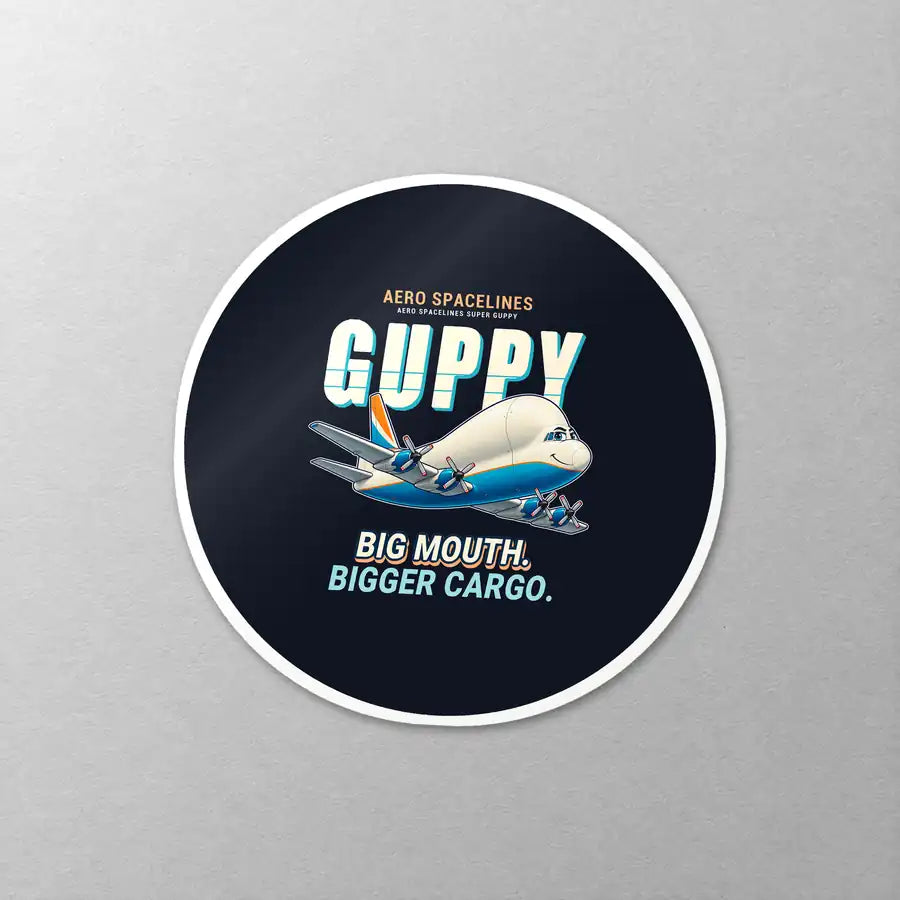 Aero Spacelines Super Guppy - Cartoon - Circle Sticker - Close-up