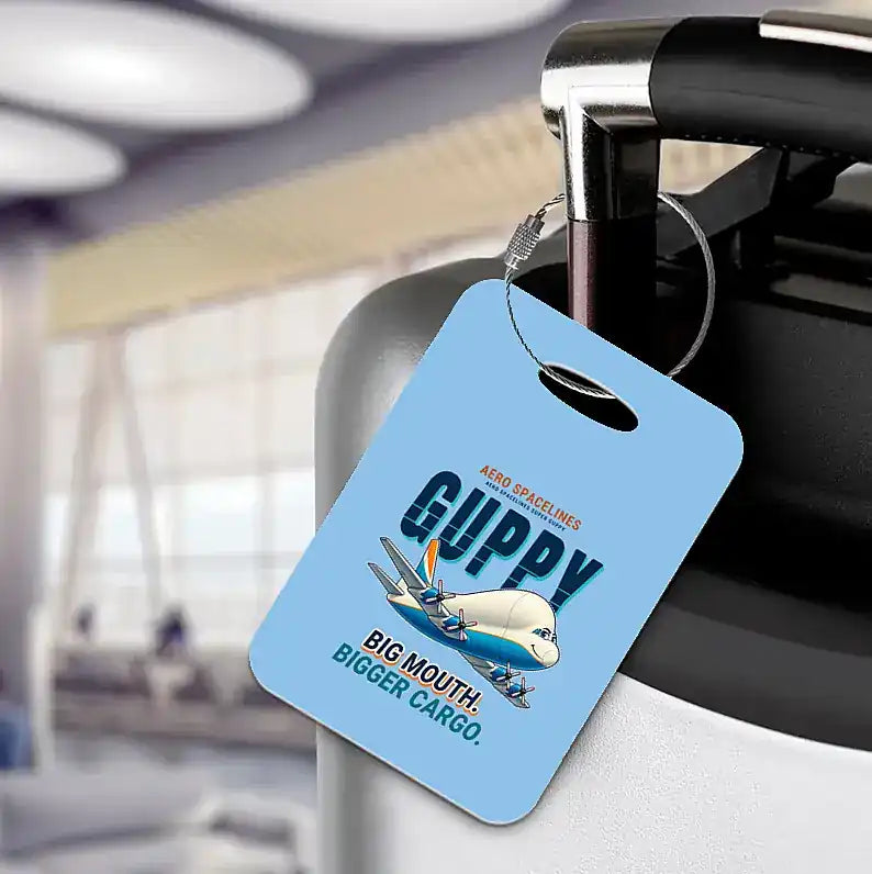 Aero Spacelines Super Guppy - Cartoon - Luggage Tag - Light Blue