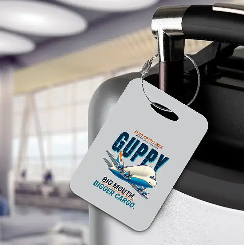 Aero Spacelines Super Guppy - Cartoon - Luggage Tag - Light Gray
