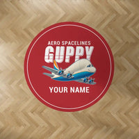 Thumbnail for Aero Spacelines Super Guppy - Cartoon + Name - Round Carpet - Red