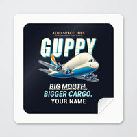 Thumbnail for Aero Spacelines Super Guppy - Cartoon + Name - Square Sticker - Peel