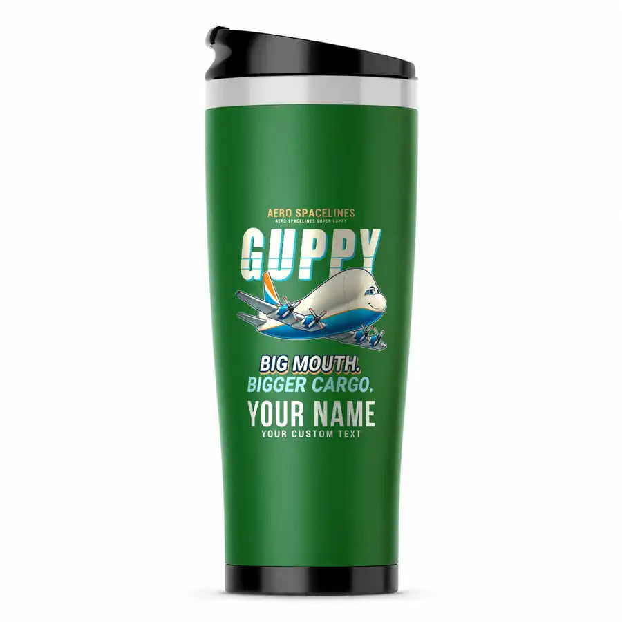 Aero Spacelines Super Guppy - Cartoon + Name - Stainless Steel (No Holder) - Green