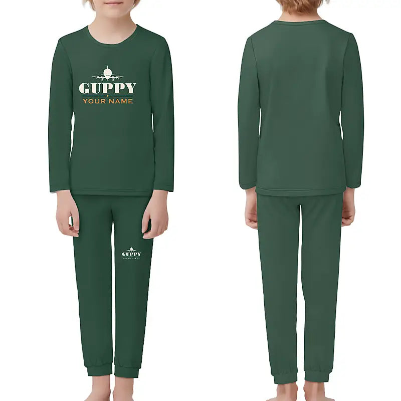 Aero Spacelines Super Guppy - Children Pajamas - Heritage Chest + Name - Dark Green