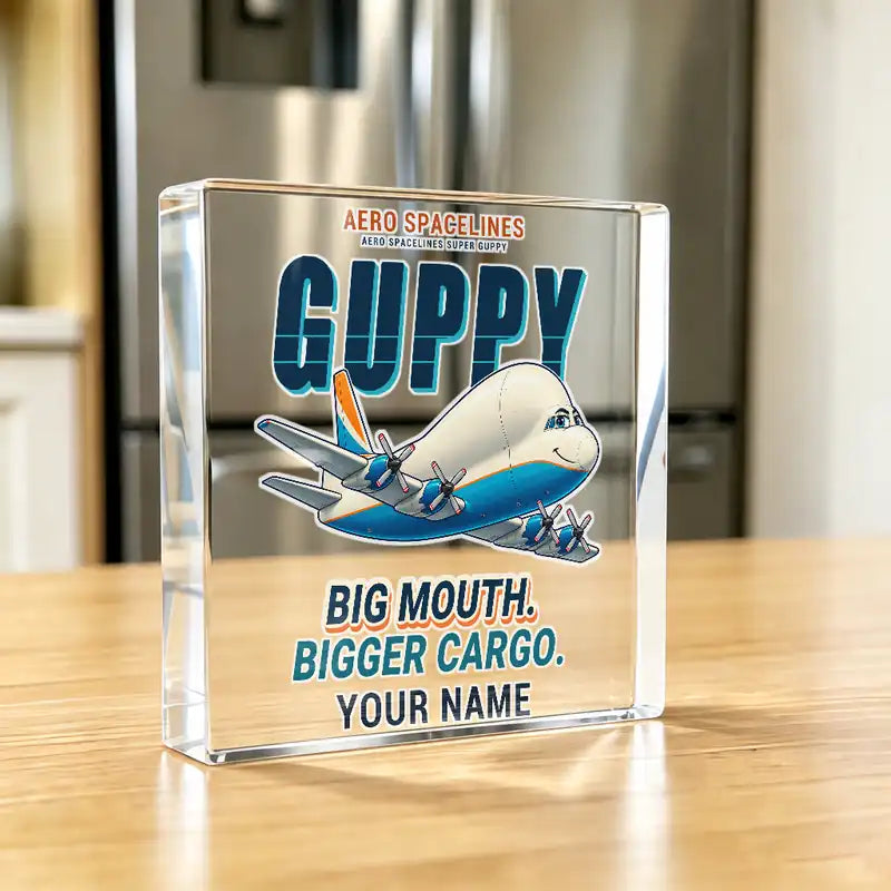 Aero Spacelines Super Guppy - Crystal Ornament - Cartoon + Name - Kitchen