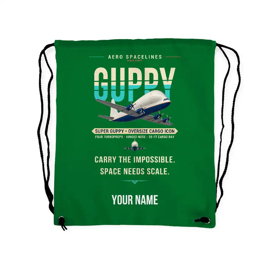 Aero Spacelines Super Guppy - Drawstring Bag - Original + Name - Green