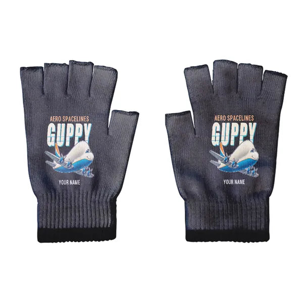 Aero Spacelines Super Guppy - Gloves - Cut - Cartoon + Name - Black