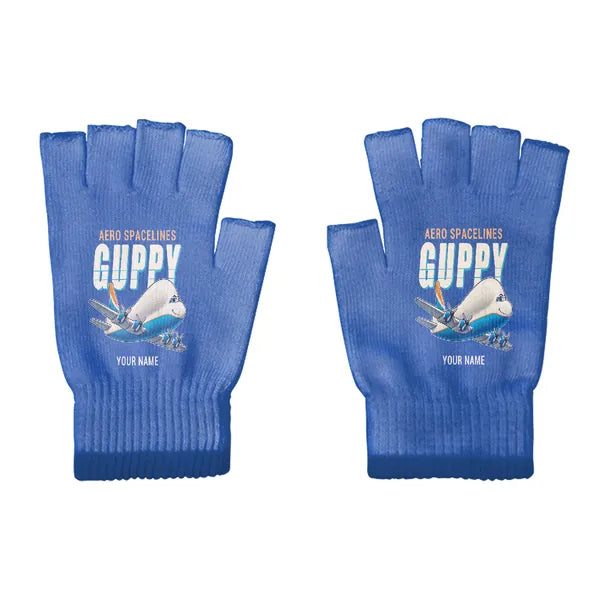 Aero Spacelines Super Guppy - Gloves - Cut - Cartoon + Name - Blue