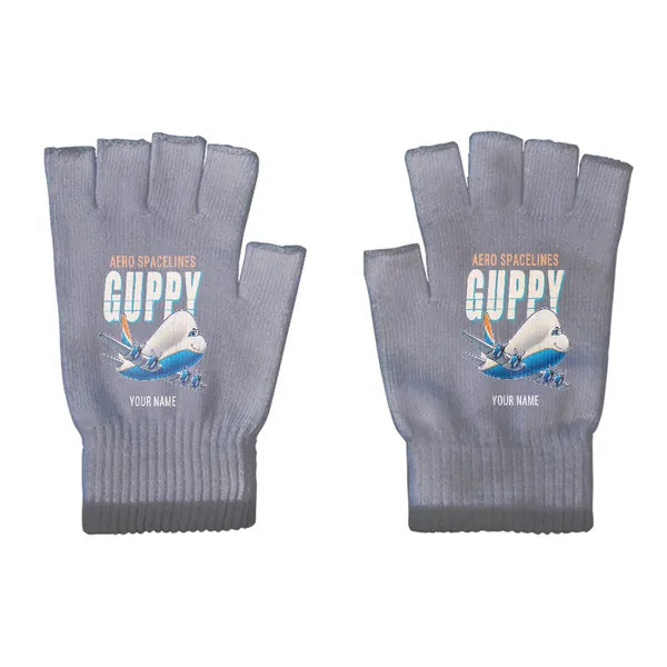 Aero Spacelines Super Guppy - Gloves - Cut - Cartoon + Name - Gray