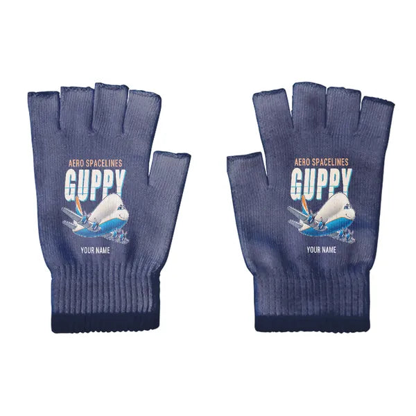 Aero Spacelines Super Guppy - Gloves - Cut - Cartoon + Name - Navy Blue