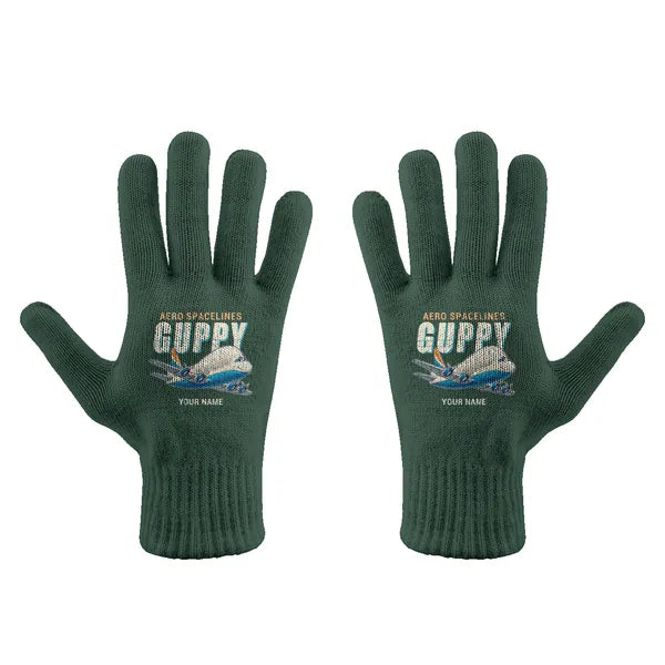 Aero Spacelines Super Guppy - Gloves - Full - Cartoon + Name - Dark Green