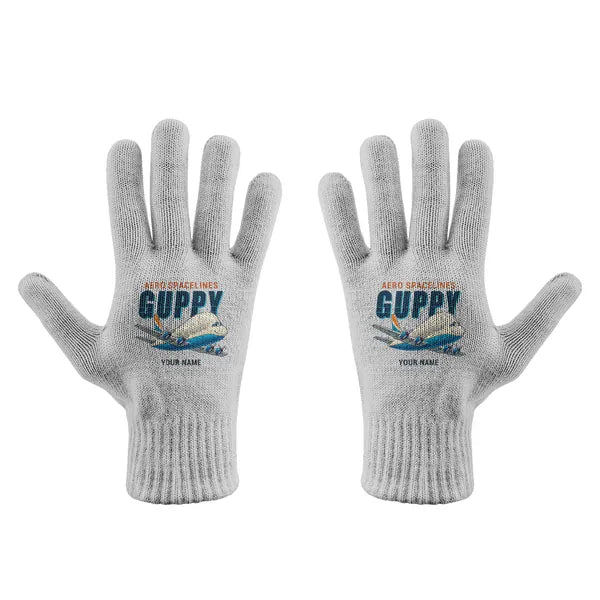 Aero Spacelines Super Guppy - Gloves - Full - Cartoon + Name - Light Gray