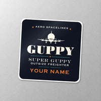 Thumbnail for Aero Spacelines Super Guppy - Heritage + Name - Square Sticker - Close-up