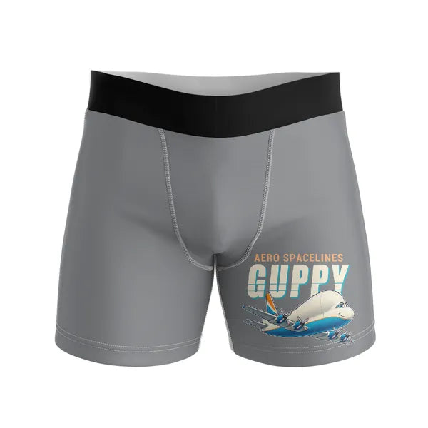 Aero Spacelines Super Guppy - Men Boxers - Cartoon - Gray