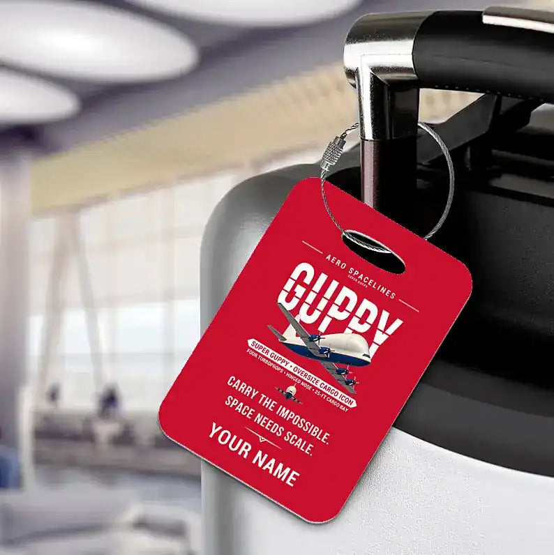 Aero Spacelines Super Guppy - Original + Name - Luggage Tag - Red