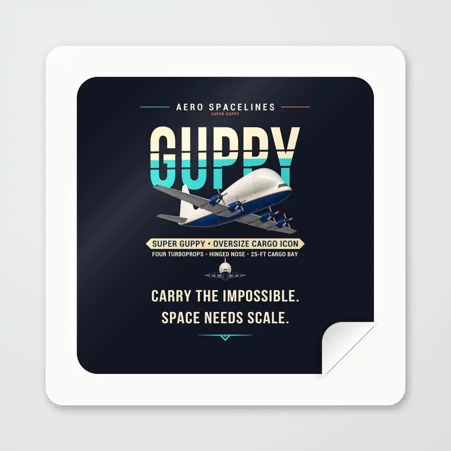 Aero Spacelines Super Guppy - Original - Square Sticker - Peel