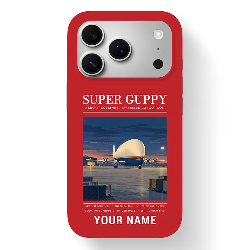 Aero Spacelines Super Guppy - Poster + Name - MagSafe iPhone 17 Pro - Red