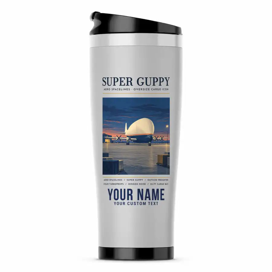 Aero Spacelines Super Guppy - Poster + Name - Stainless Steel (No Holder) - Light Gray