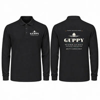 Thumbnail for Aero Spacelines Super Guppy Premium Polo T-Shirts - Heritage - Long Sleeve - Black