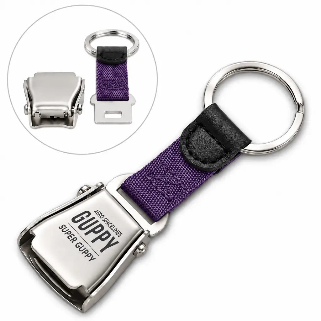 Aero Spacelines Super Guppy - Seat Belt Key Chain - Tag - Purple