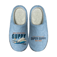 Thumbnail for Aero Spacelines Super Guppy - Slippers - Cotton - Cartoon + Name - Light Blue