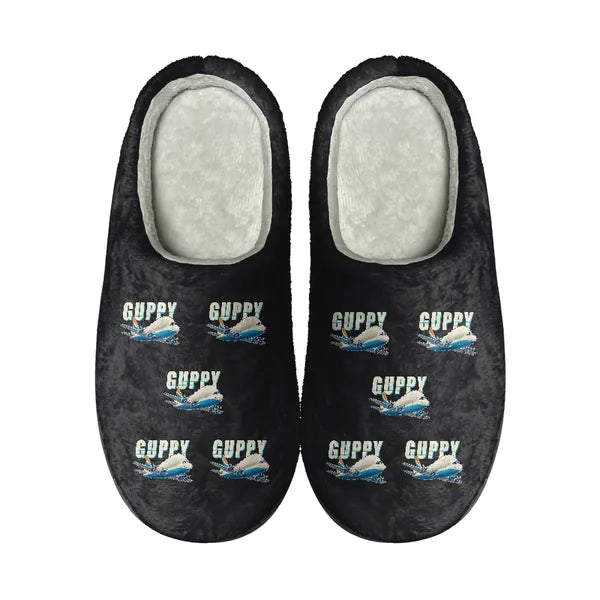 Aero Spacelines Super Guppy - Slippers - Cotton - Cartoon Pattern - Black