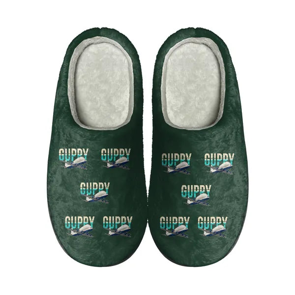 Aero Spacelines Super Guppy - Slippers - Cotton - Original Pattern - Dark Green