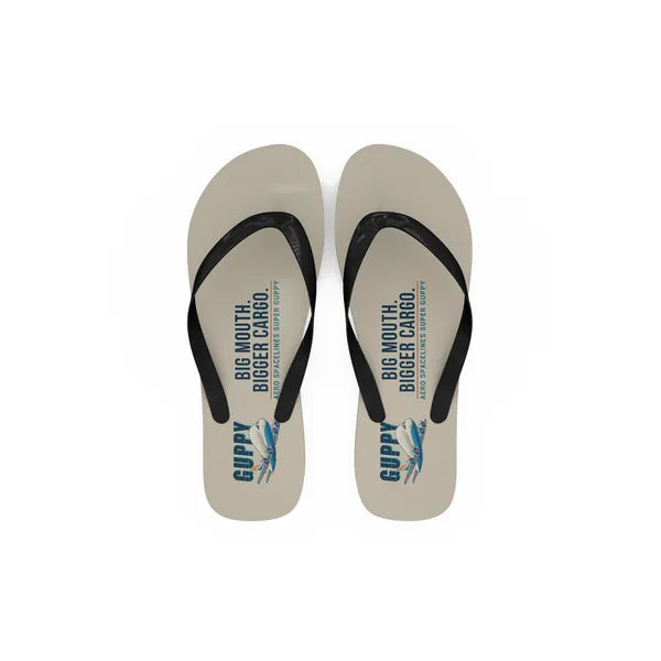 Aero Spacelines Super Guppy - Slippers - Flip Flops - Cartoon - Beige
