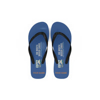 Thumbnail for Aero Spacelines Super Guppy - Slippers - Flip Flops - Cartoon + Name - Blue