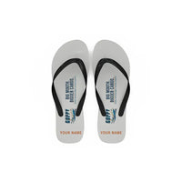 Thumbnail for Aero Spacelines Super Guppy - Slippers - Flip Flops - Cartoon + Name - White