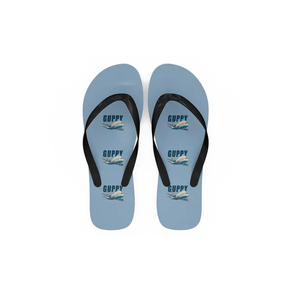 Aero Spacelines Super Guppy - Slippers - Flip Flops - Cartoon Pattern - Light Blue