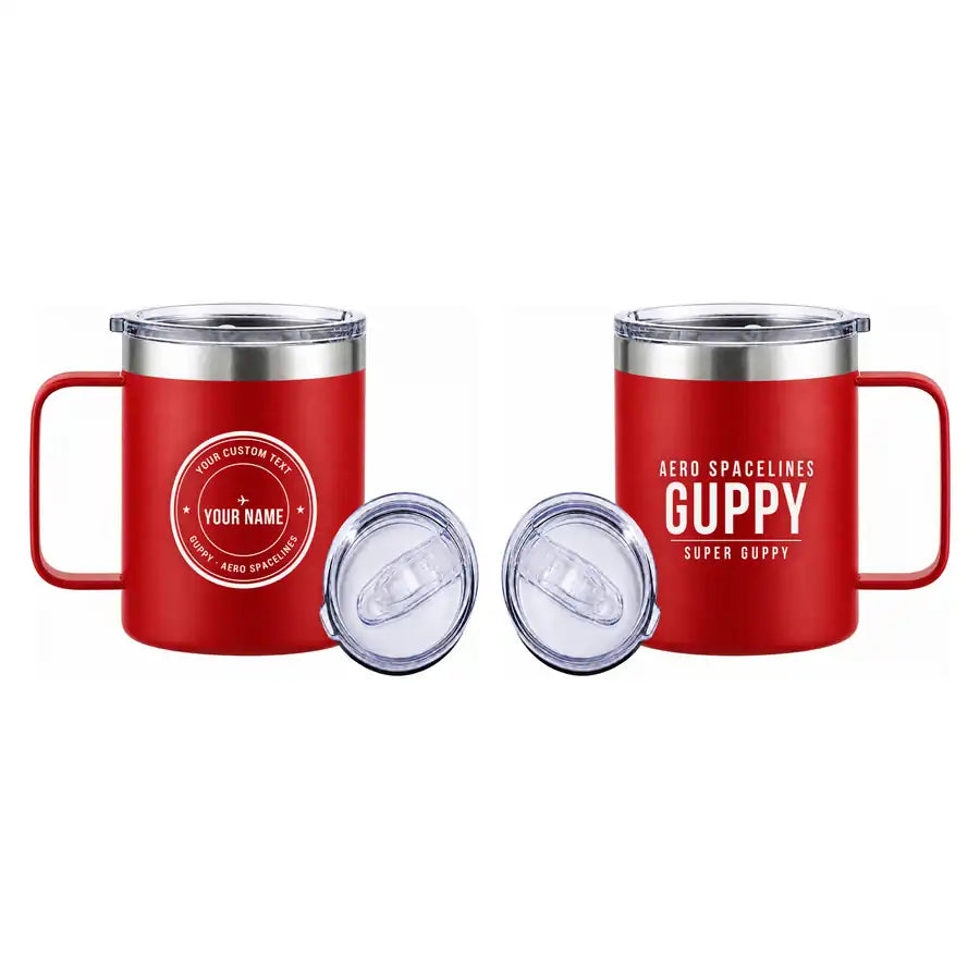 Aero Spacelines Super Guppy - Stainless Steel Mug - Tag + Name - Red