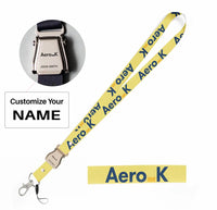 Thumbnail for Aero K seat belt lanyard - yellow with name