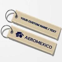 Thumbnail for Aero Mexico Tag Key Chains - Beige - Personalized